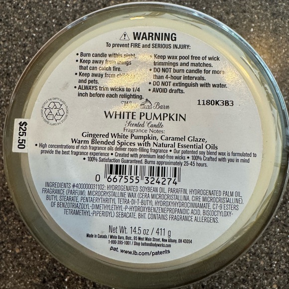 NWOT Bath & Body Works 3-Wick Candle - White Pumpkin - Picture 3 of 4